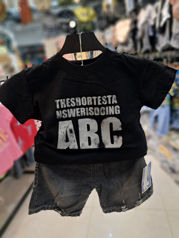 ست تیشرت و شورت اسپرت طرح ABC تابستانه