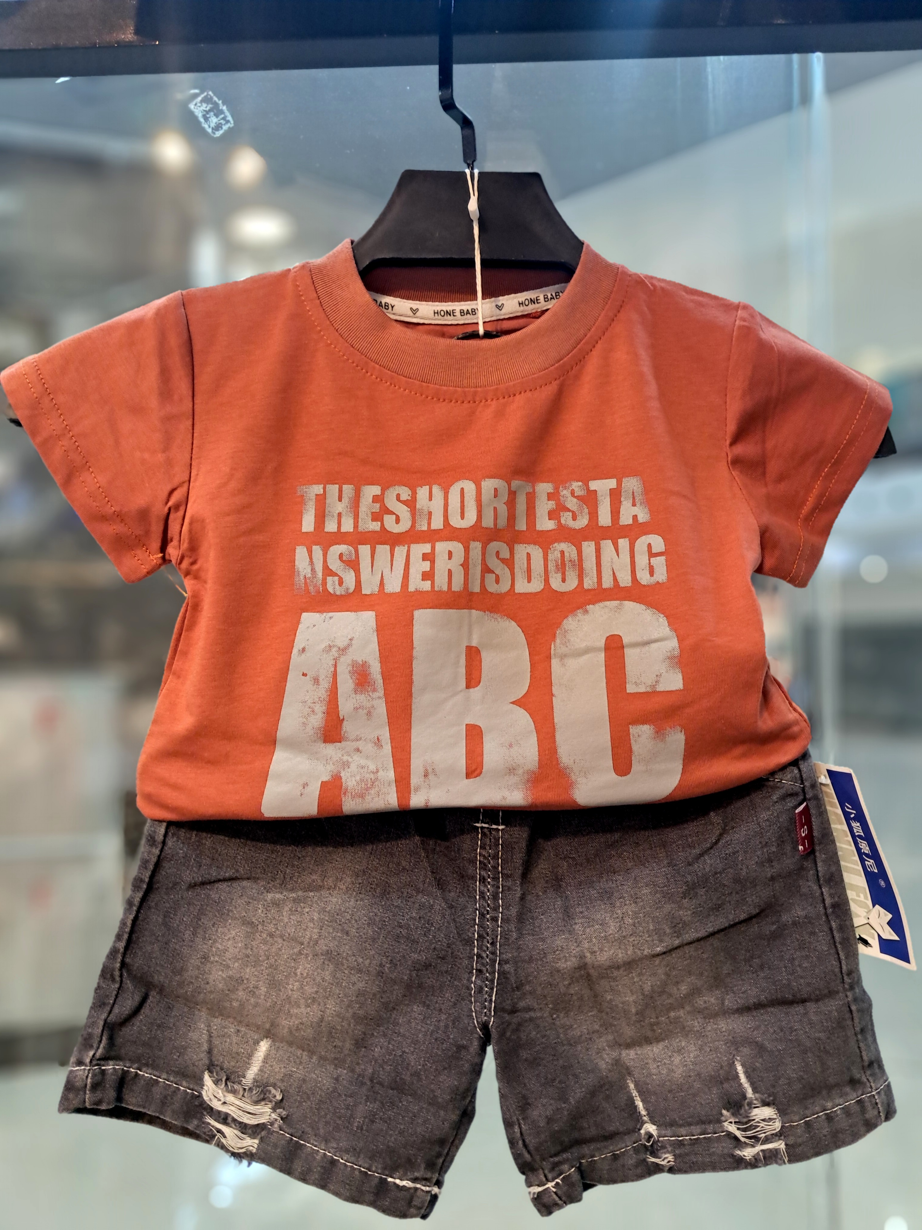 ست تیشرت و شورت اسپرت طرح ABC تابستانه